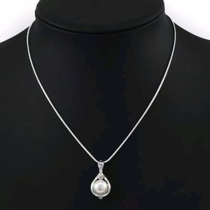 Pearl Pendant Necklace Chain 925 Sterling Crystal